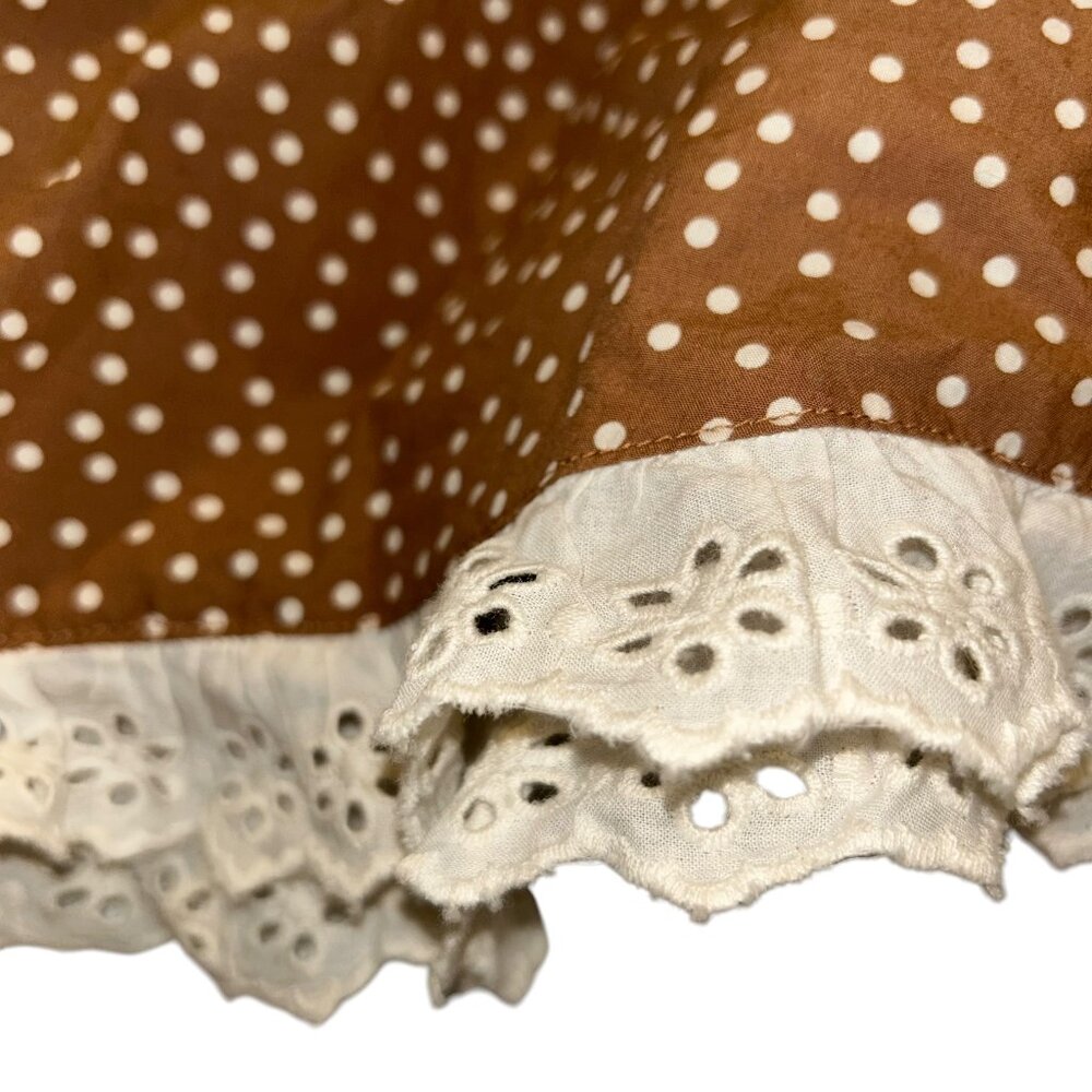 anthropologie NEW brown cream neutral polka dot broderie anglaise eyelet shorts - Picture 3 of 5